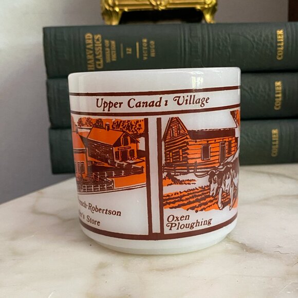 Vintage 70s Upper Canada village Mug Tea Cup Milk glass French Oxen ect - Picture 2 of 4